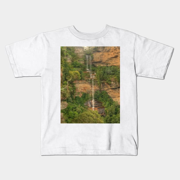 Katoomba Falls portrait Kids T-Shirt by Michaelm43